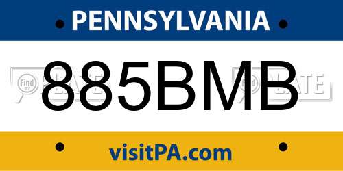 885BMB Pennsylvania License Plate
