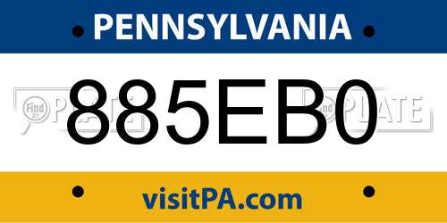 885EB0 Pennsylvania License Plate