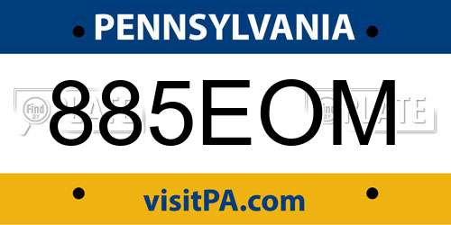 885EOM Pennsylvania License Plate