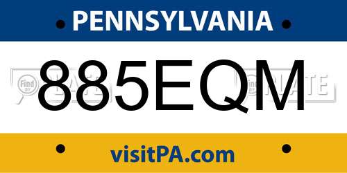885EQM Pennsylvania License Plate