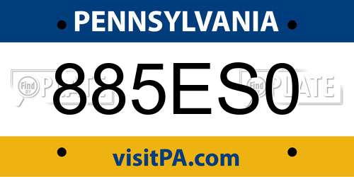 885ES0 Pennsylvania License Plate