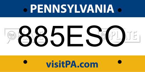 885ESO Pennsylvania License Plate