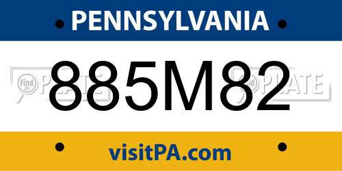 885M82 Pennsylvania License Plate