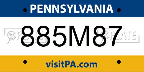 885M87 Pennsylvania License Plate