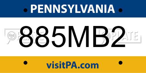 885MB2 Pennsylvania License Plate