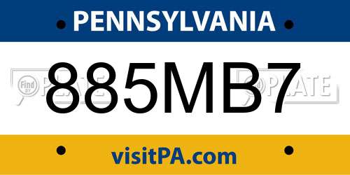 885MB7 Pennsylvania License Plate