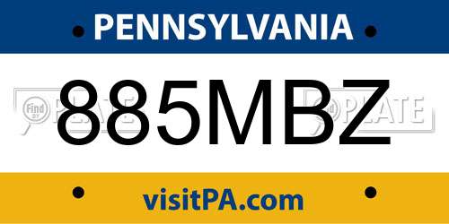 885MBZ Pennsylvania License Plate