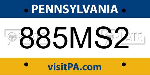 885MS2 Pennsylvania License Plate
