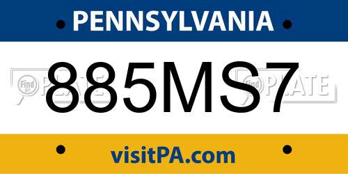 885MS7 Pennsylvania License Plate