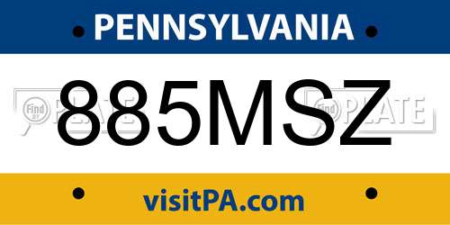 885MSZ Pennsylvania License Plate