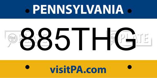 885THG Pennsylvania License Plate