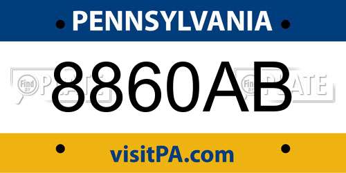 8860AB Pennsylvania License Plate