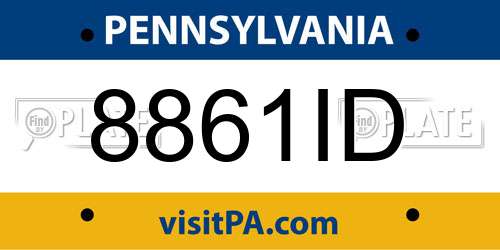 8861ID Pennsylvania License Plate