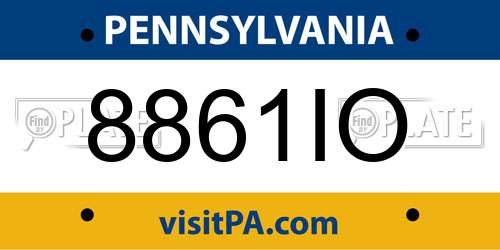 8861IO Pennsylvania License Plate