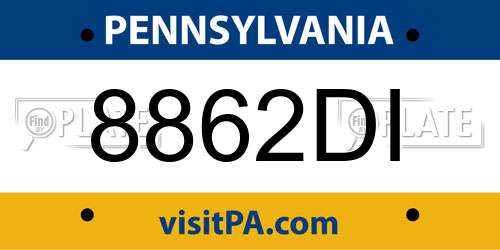 8862DI Pennsylvania License Plate