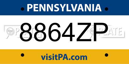 8864ZP Pennsylvania License Plate