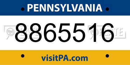 8865516 Pennsylvania License Plate
