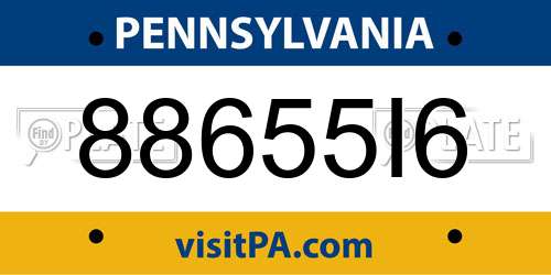 88655I6 Pennsylvania License Plate