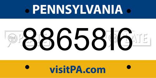 88658I6 Pennsylvania License Plate