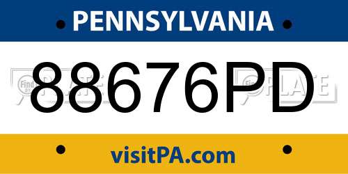 88676PD Pennsylvania License Plate