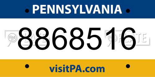 8868516 Pennsylvania License Plate