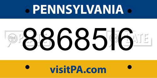 88685I6 Pennsylvania License Plate