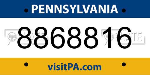 8868816 Pennsylvania License Plate