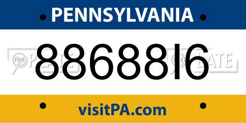 88688I6 Pennsylvania License Plate