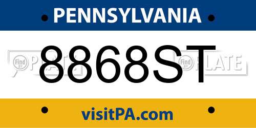 8868ST Pennsylvania License Plate
