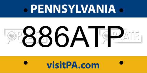886ATP Pennsylvania License Plate
