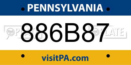 886B87 Pennsylvania License Plate