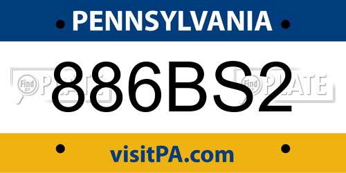 886BS2 Pennsylvania License Plate