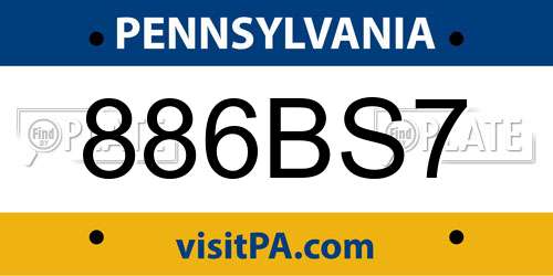 886BS7 Pennsylvania License Plate