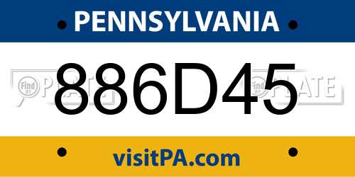 886D45 Pennsylvania License Plate
