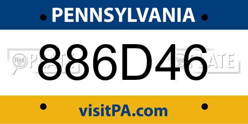 886D46 Pennsylvania License Plate