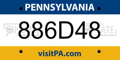 886D48 Pennsylvania License Plate
