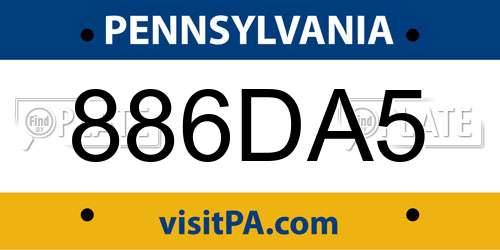 886DA5 Pennsylvania License Plate