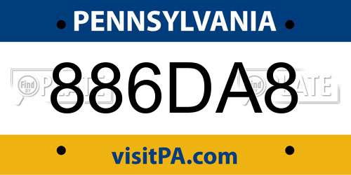 886DA8 Pennsylvania License Plate