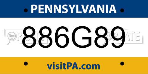 886G89 Pennsylvania License Plate
