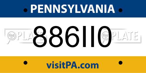 886II0 Pennsylvania License Plate
