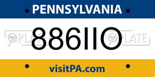 886IIO Pennsylvania License Plate