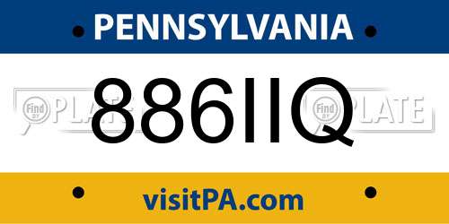 886IIQ Pennsylvania License Plate