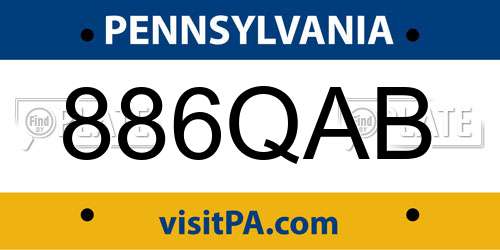 886QAB Pennsylvania License Plate