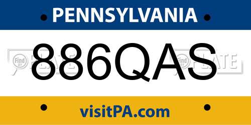 886QAS Pennsylvania License Plate