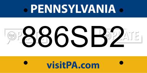 886SB2 Pennsylvania License Plate