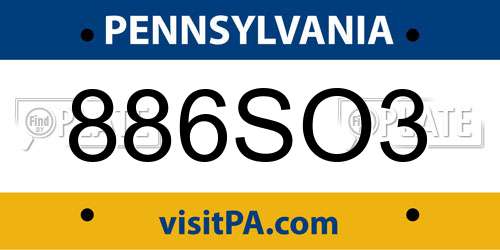 886SO3 Pennsylvania License Plate