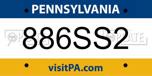 886SS2 Pennsylvania License Plate
