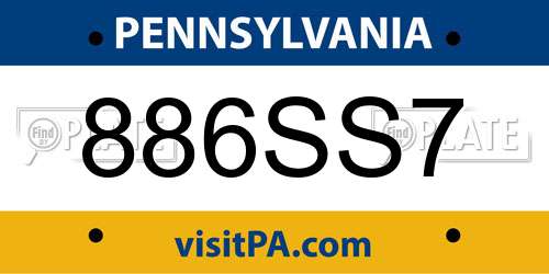 886SS7 Pennsylvania License Plate