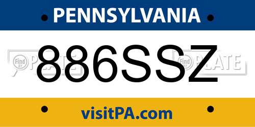 886SSZ Pennsylvania License Plate