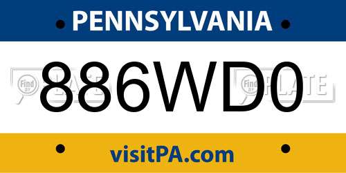 886WD0 Pennsylvania License Plate